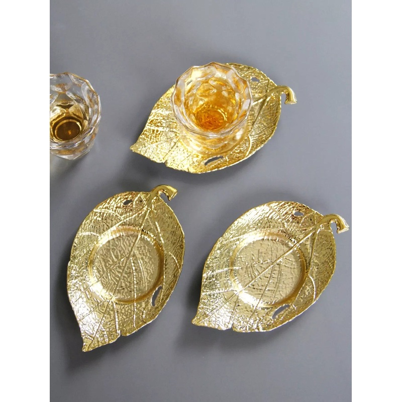 1pc Leaf Shaped Metal Coaster|one-size