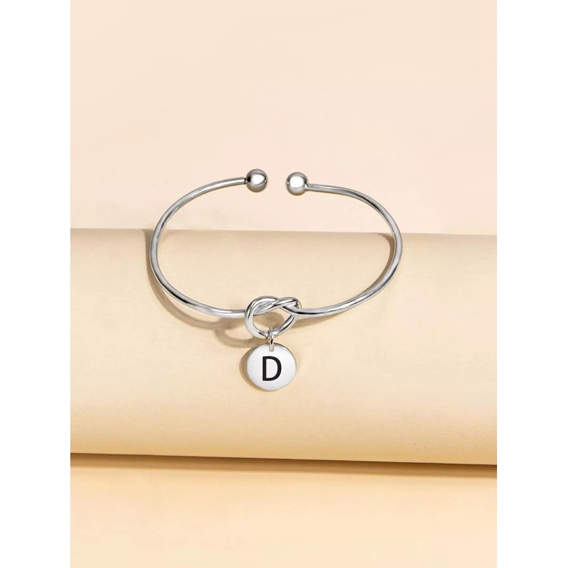 1pc Letter Charm Cuff Bangle|one-size
