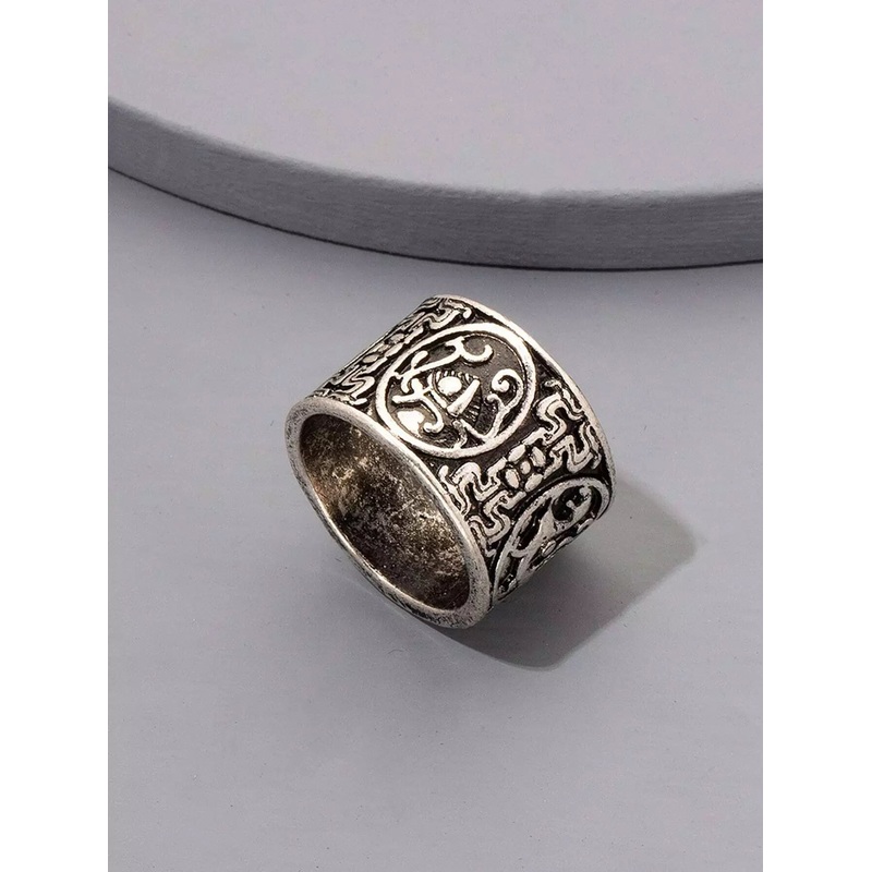 1pc Men Engraved Ring|one-size