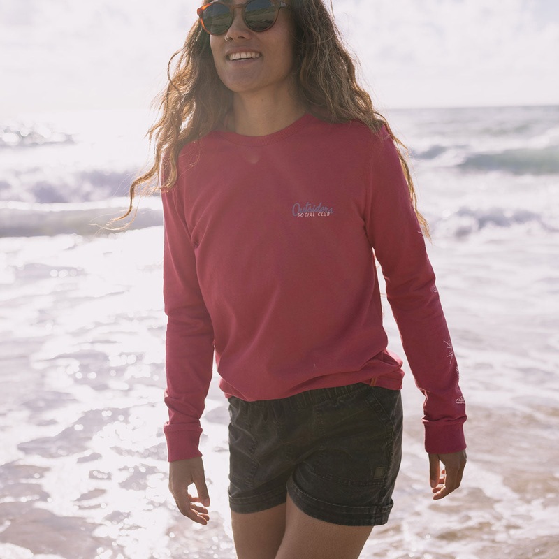 Dawn Recyceltes Baumwoll-Langarmshirt – Erde Rot