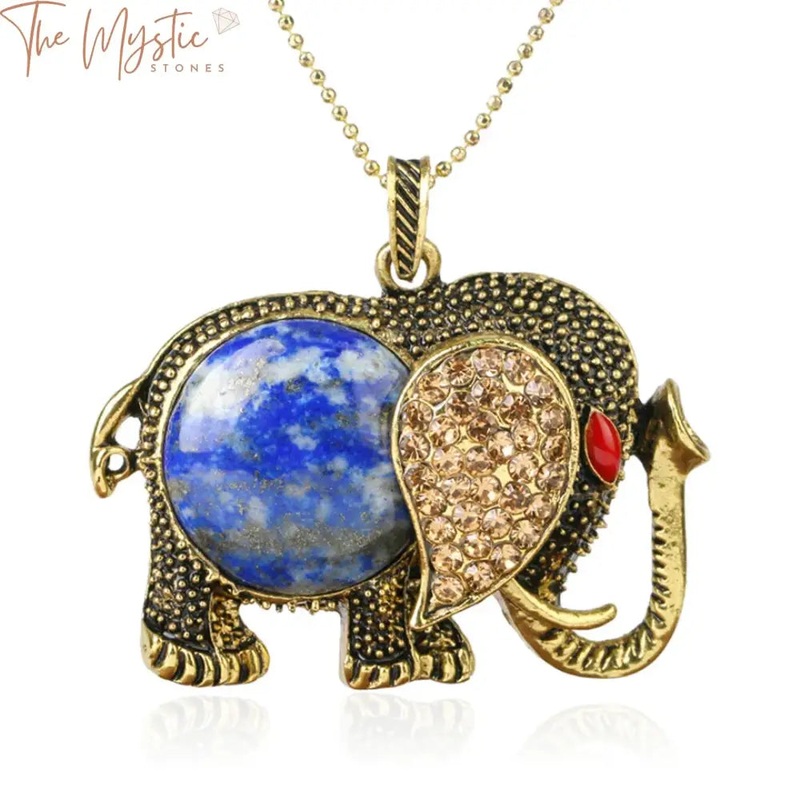 Elephant Crystal Amulet Necklace