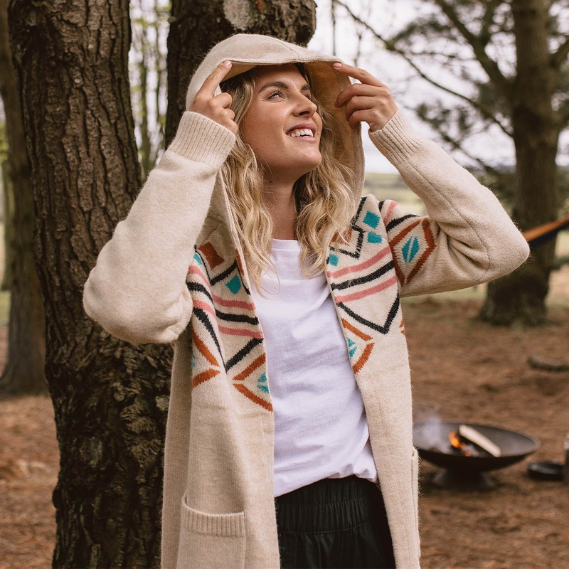 Palumbo Kapuzen-Cardigan – Cremefarben