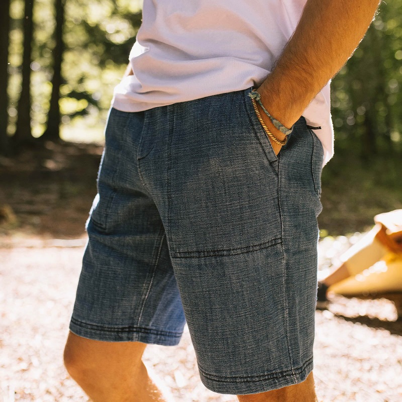 Pine recycelte Baumwoll Cord-Shorts – Gewaschener Denim