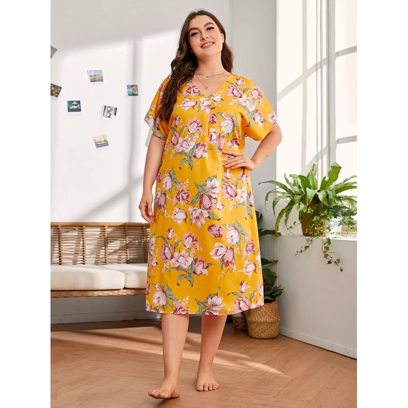Plus Floral Print Night Dress|2XL