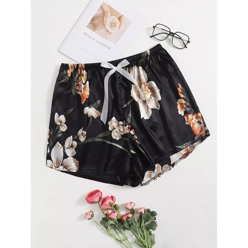 Plus Floral Print Sleep Shorts