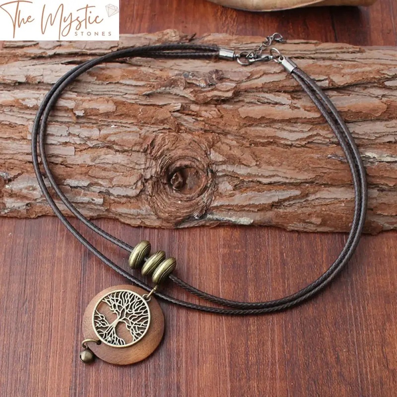 Tree of Life Wooden Rope Choker