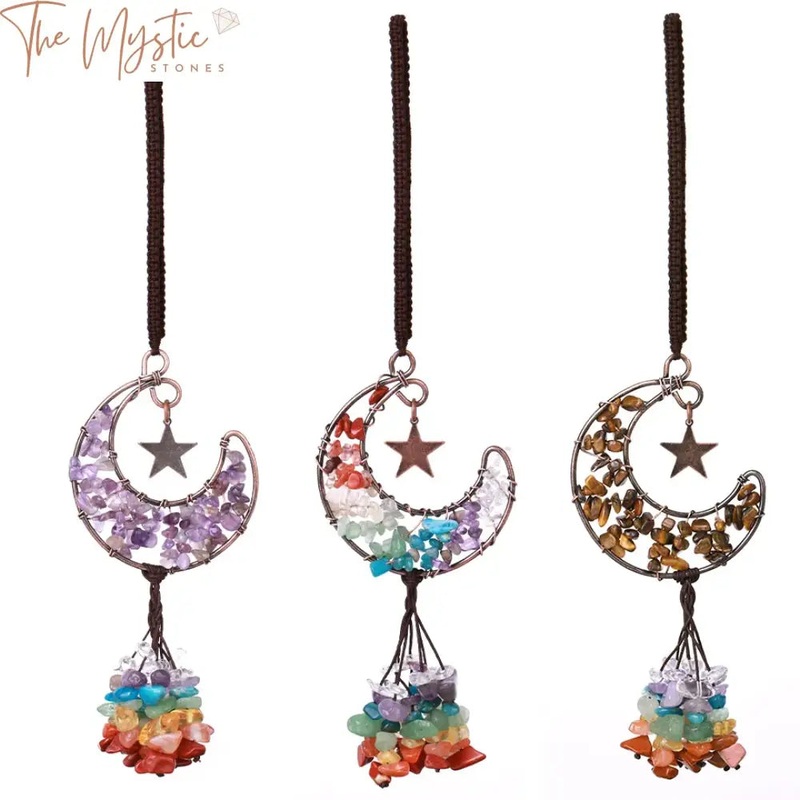7 Chakra Crescent Moon Car Pendant
