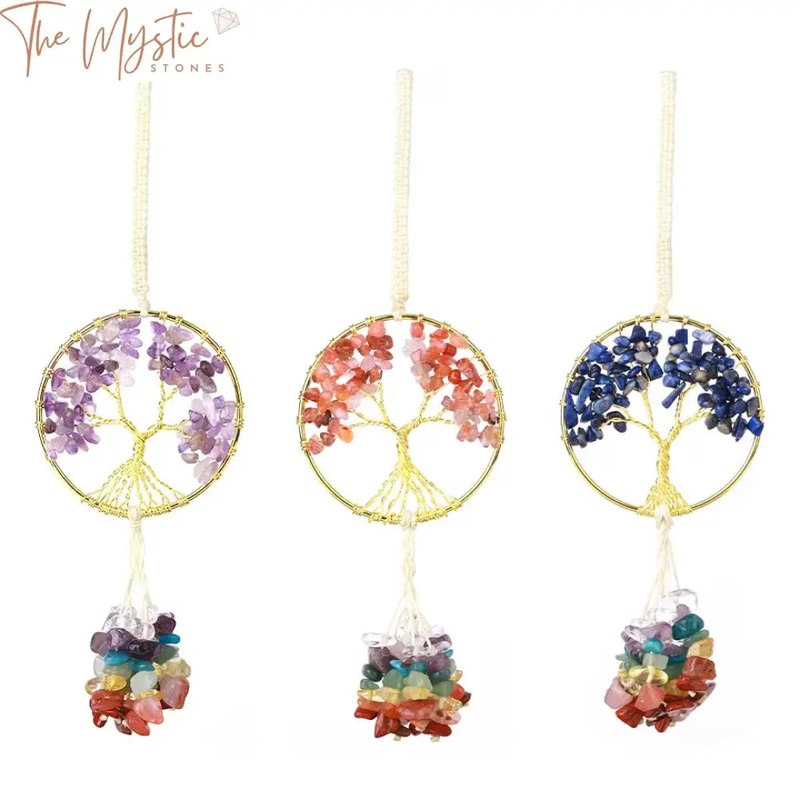 7 Chakra Crystal Tree of Life Car Pendant