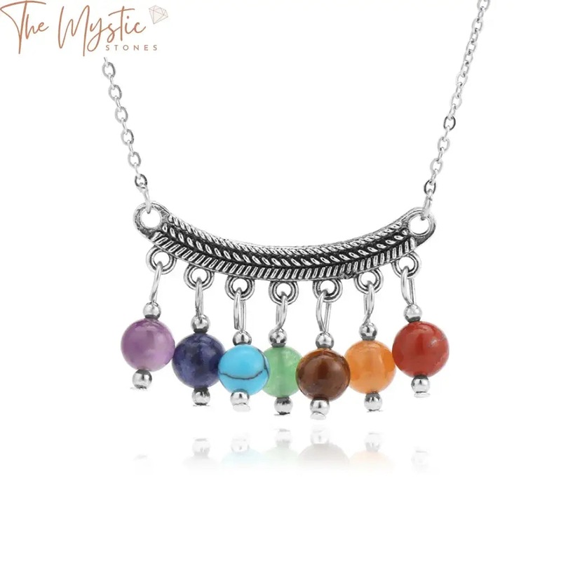 7 Chakra Healing Stone Tassel Necklace