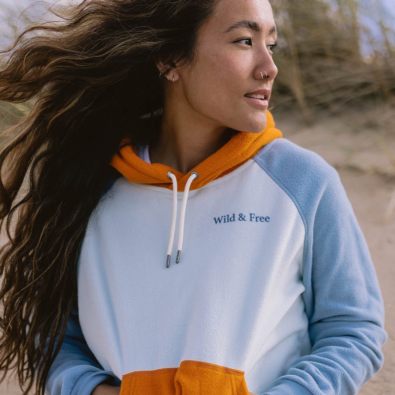 Rainbow Recycelter Polar-Fleece Hoodie – Blaues Glas