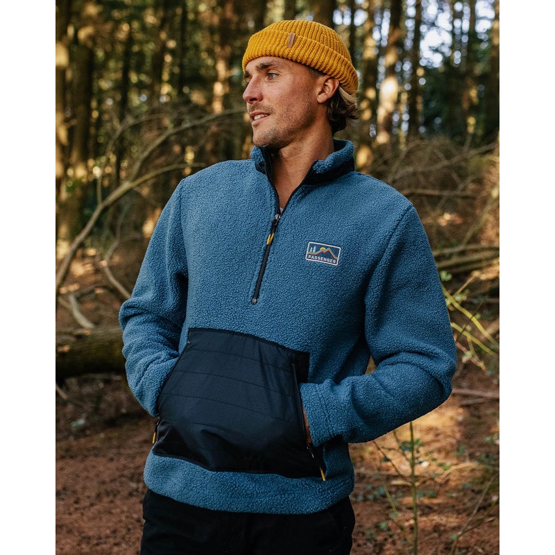 Oceanside recyceltes Polarfutter-Sherpa-Fleece – Blauer Stahl