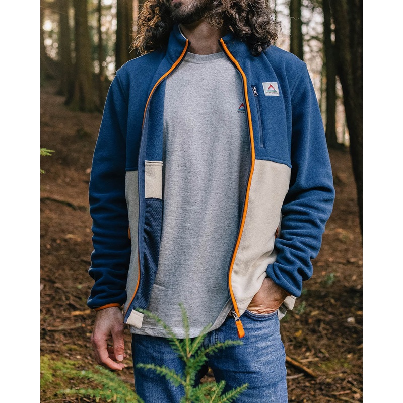 Ridge Full Zip recyceltes Polar-Fleece – Dunkles Denim/Haferflocken