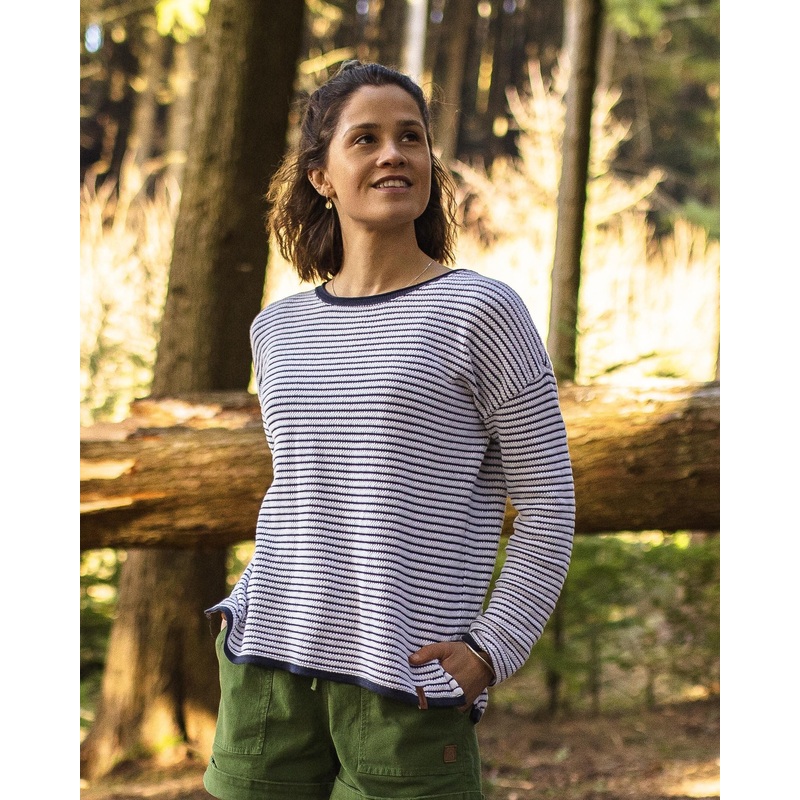 Muir Bio-Strickpullover – Off White Streifen