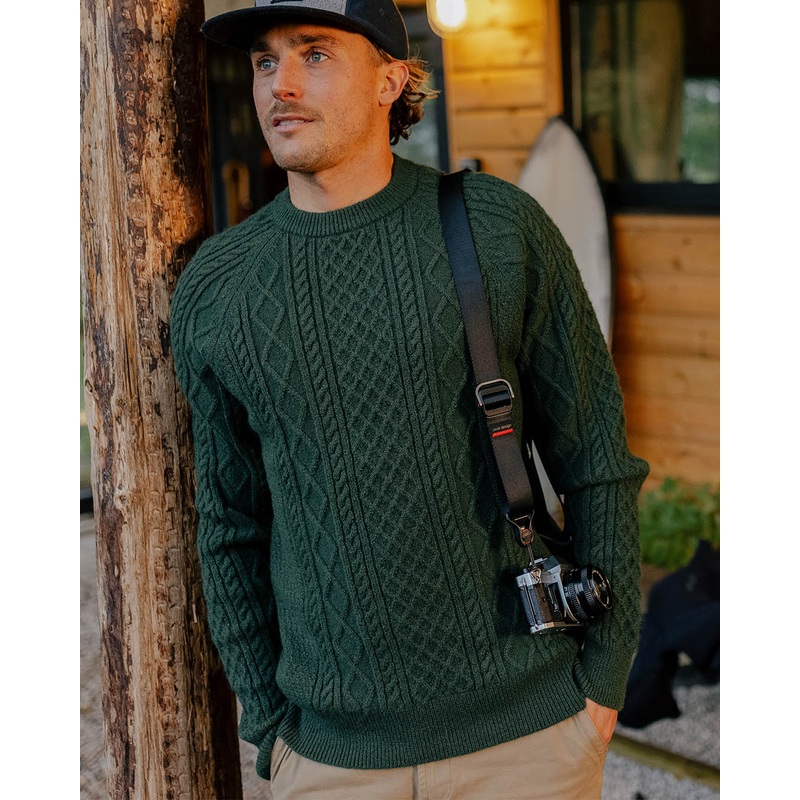Sandbar Kabelstrickpullover – Tannengrn