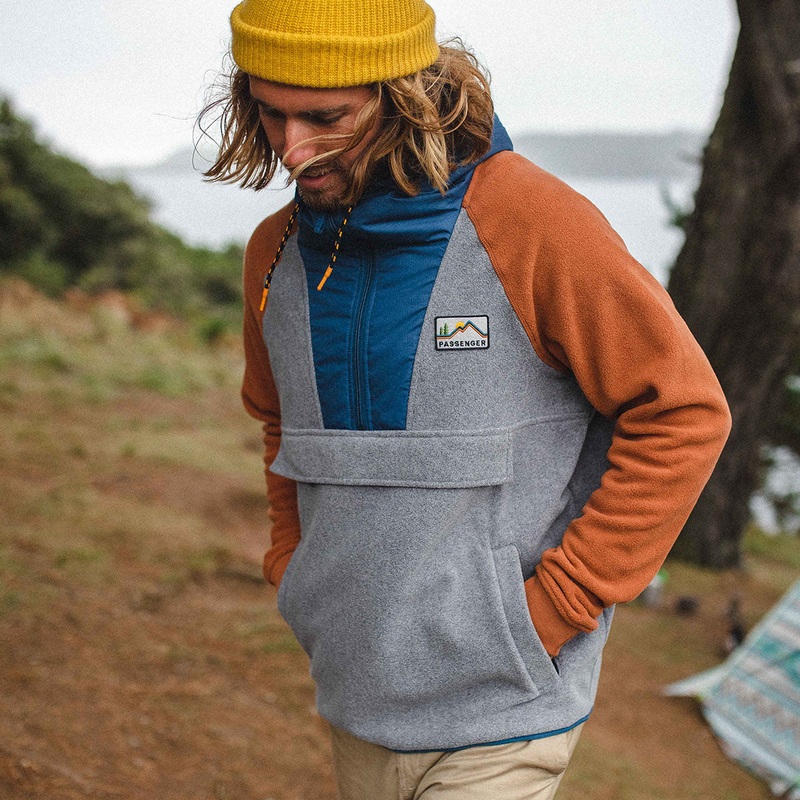 Woodland 1/2 Reiverschluss Recyceltes Polarfleece – Graumeliert