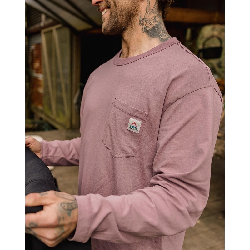 Heritage Recyceltes entspannte geschnittenes Langarmhirt – Traube