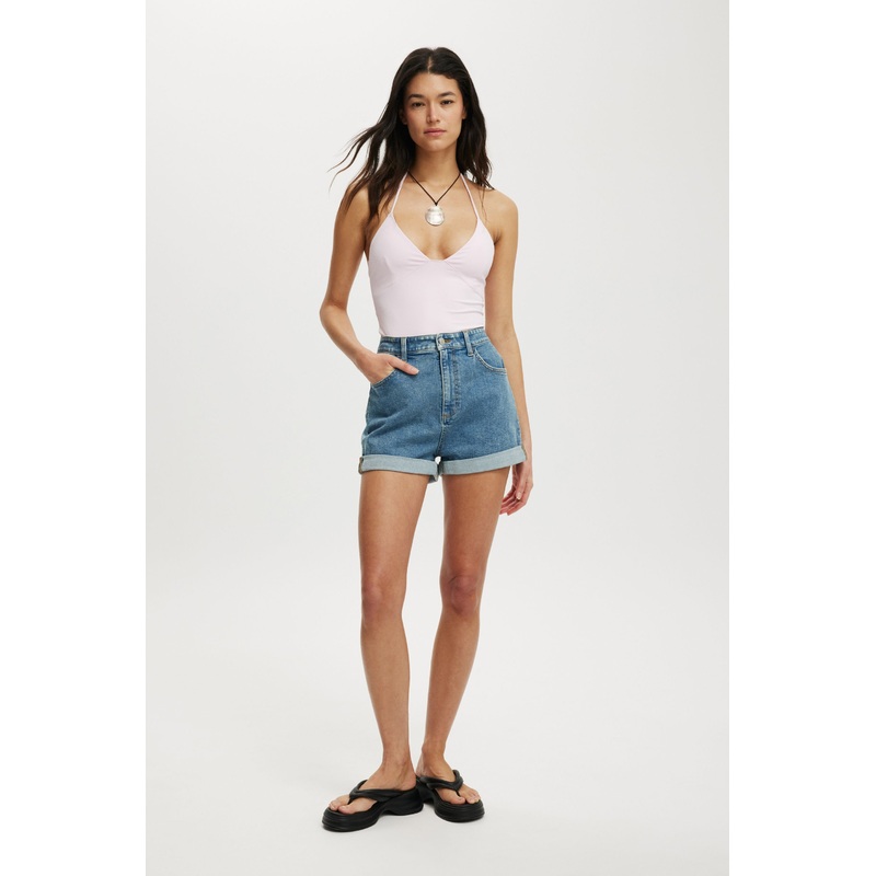 High Rise Classic Stretch Denim Short