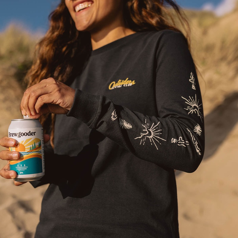 Dawn Recyceltes Baumwoll-Langarmshirt – Schwarz