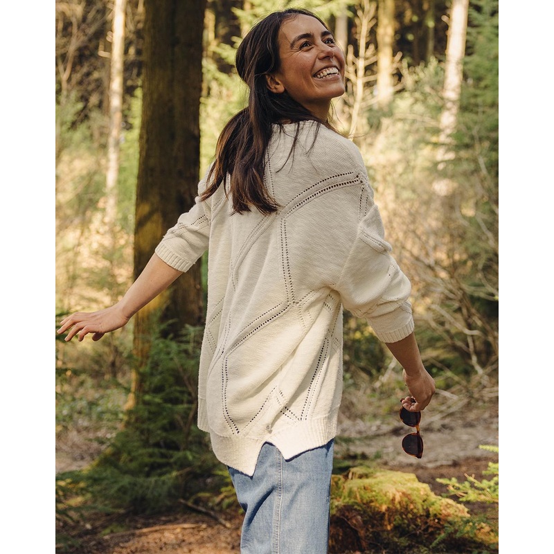 Palm Bio Oversized Strickpullover – Cremefarben