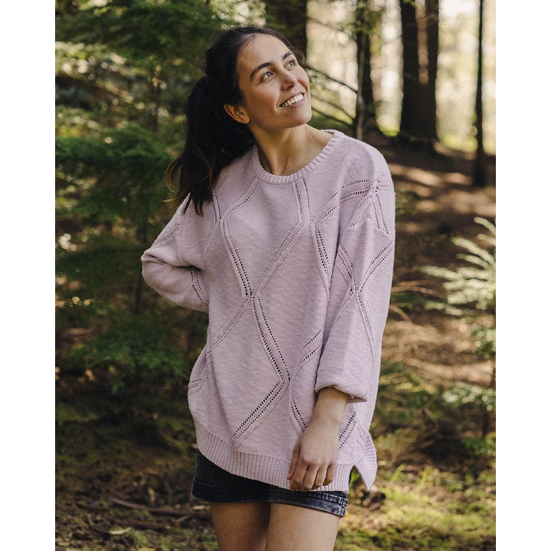 Palm Bio Oversized Strickpullover – Orchideenstille