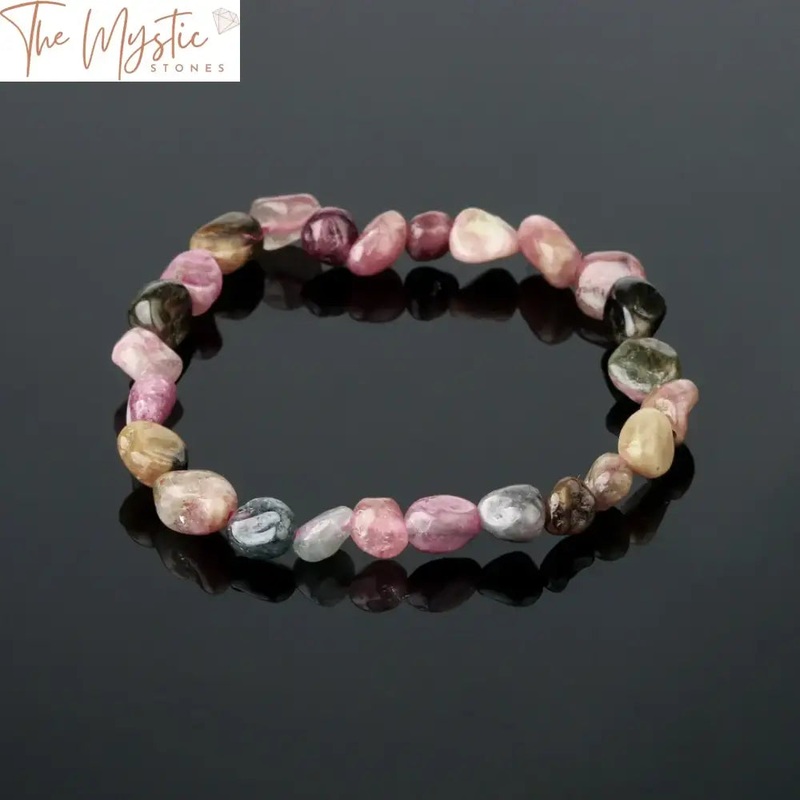 Women’s Natural Stone Chip Bracelet – Purple Tourmaline Crystal