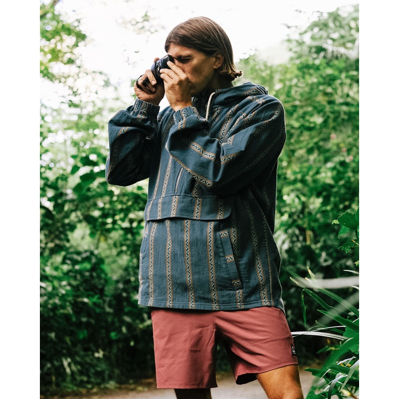 Dune 1/2 Zip Bio-Baumwolle Hoodie – Mittelmeer Geo Streifen