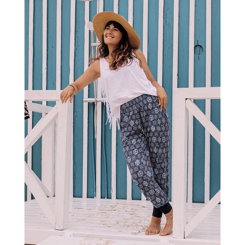 Puerto recycelte Baumwollhose – Fliese Dunkles Denim