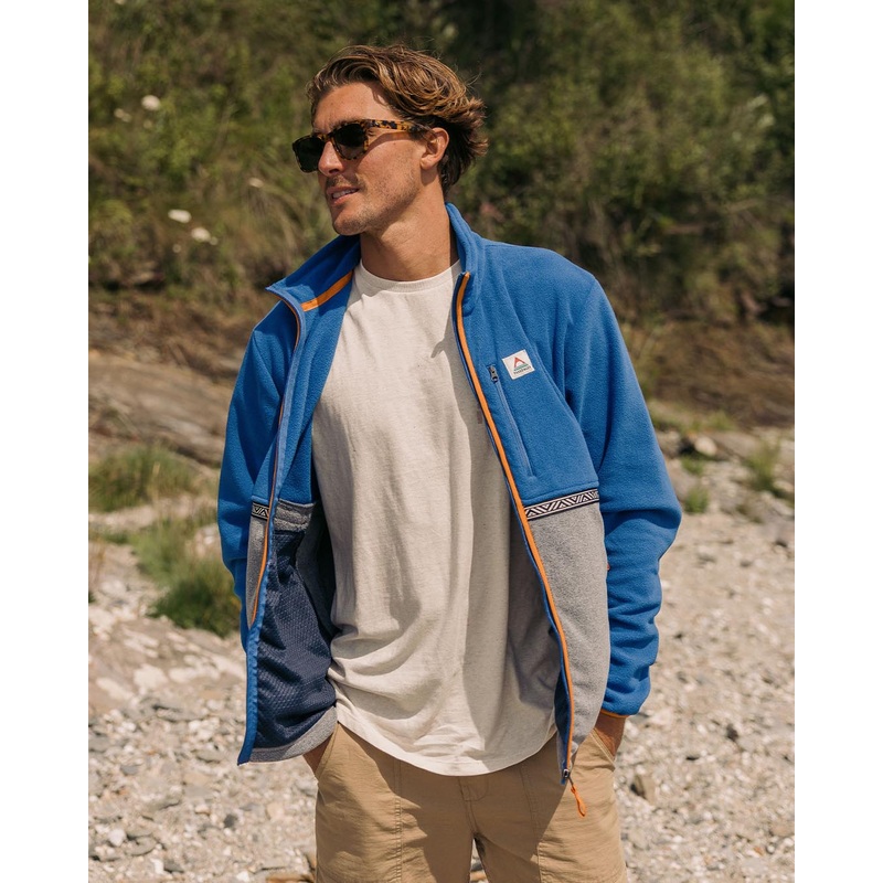 Ridge Full Zip recyceltes Polar-Fleece – True Blue/Grau Meliert