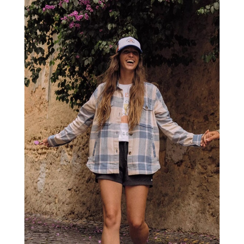 Stella Bio-Baumwoll-Langarmshirt – Provinz Blau Karo