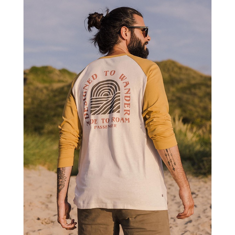 Sundown recyceltes Baumwolle Langarm-T-Shirt – Senfgold