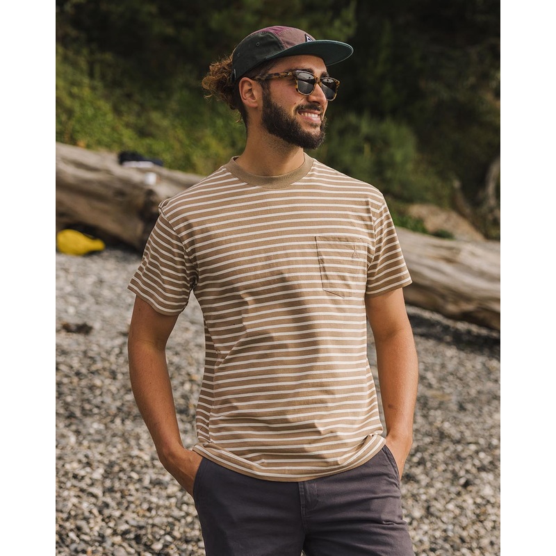 Zen Recyceltes T-Shirt mit Lockerer Passform – Toffee Streifen