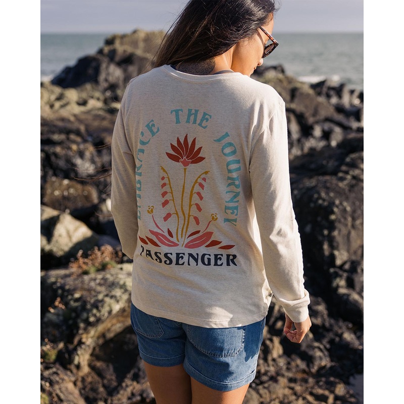 Bud Recyceltes Baumwoll-Langarmshirt – Milchig Meliert