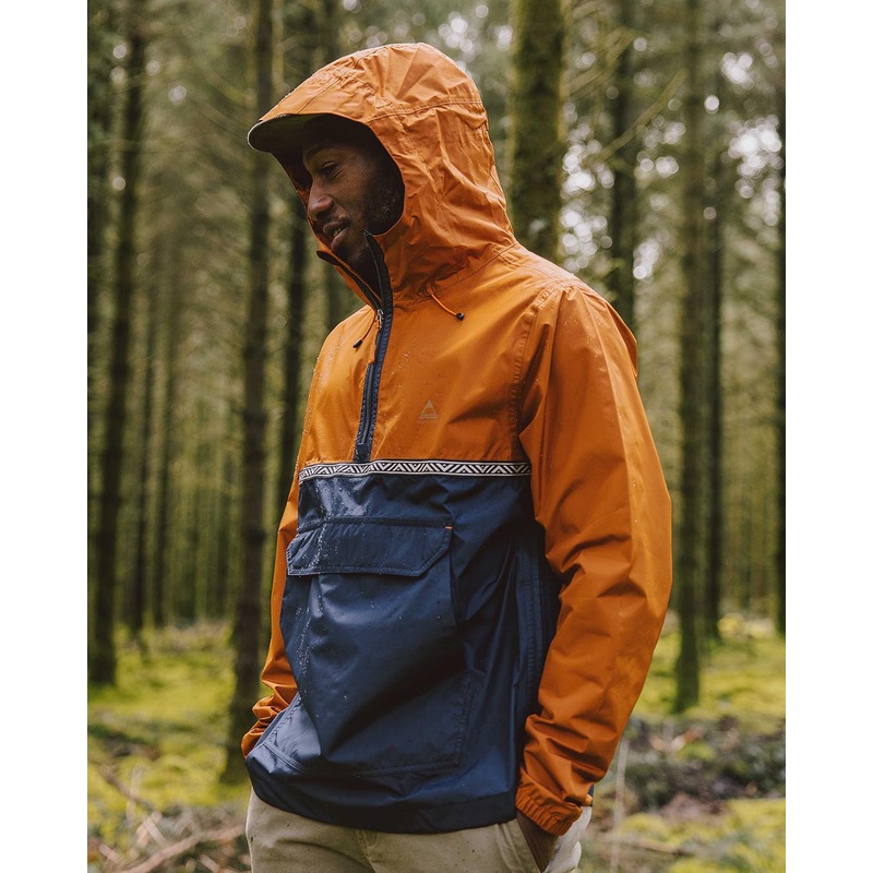 Flow 1/2 Zip Recycelte Wasserabweisende Jacke – Glasierter Ingwer/Tiefes Marineblau