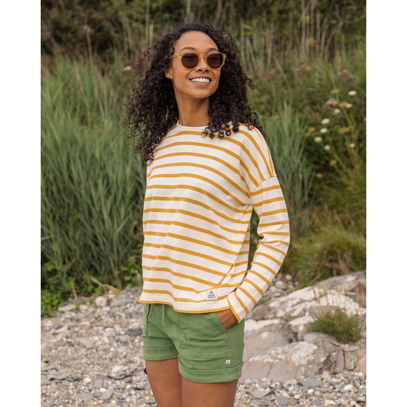 Misty Streifen Langarm T-Shirt – Honig