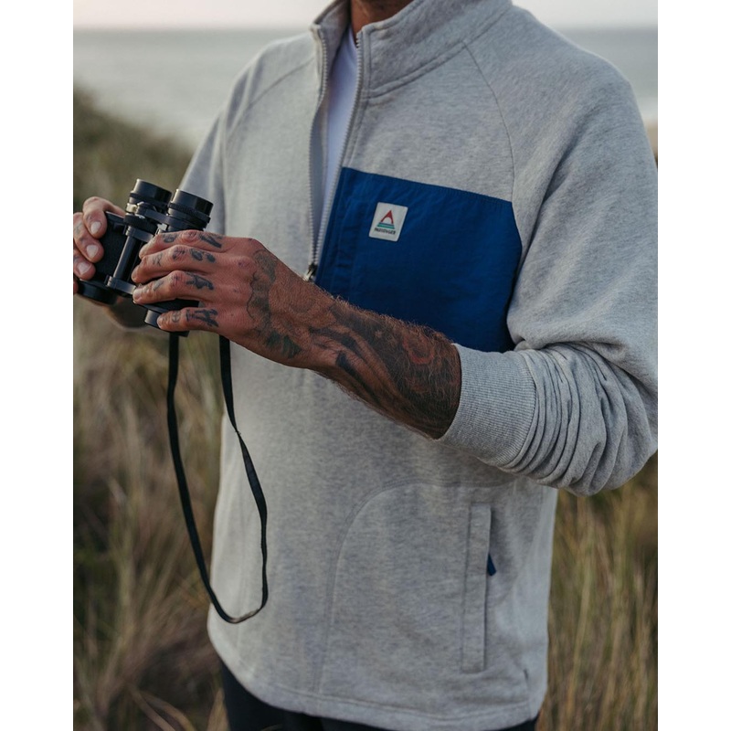 Offgrid 1/4 Zip recycelter Baumwoll-Sweatshirt – Graumeliert