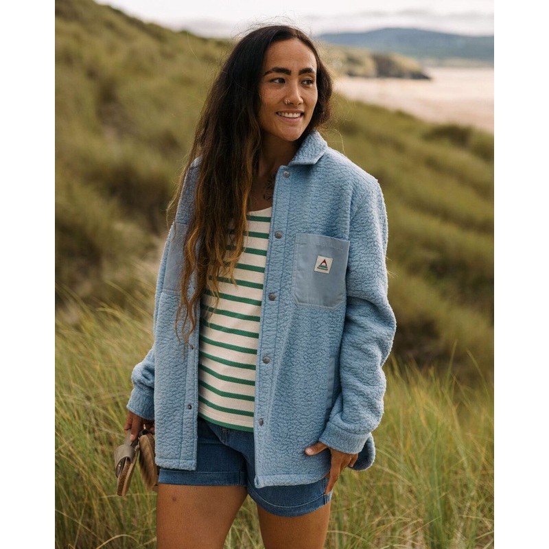 Rappel Recyceltes Sherpa Oversized Hemd – Verblasstes Denim