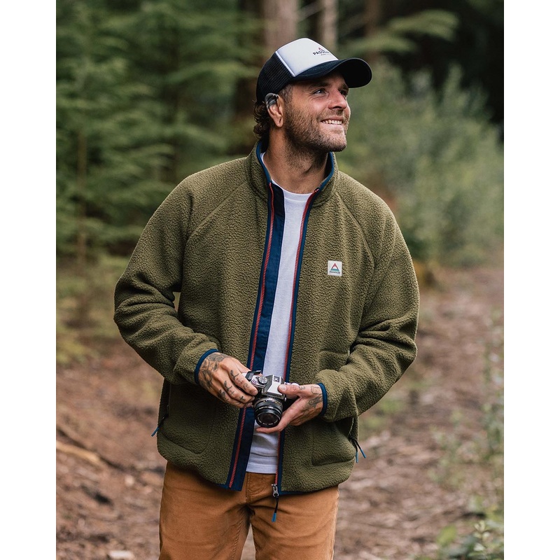 Tripper 2.0 Recyceltes Sherpa-Fleece mit Reiverschluss – Khaki