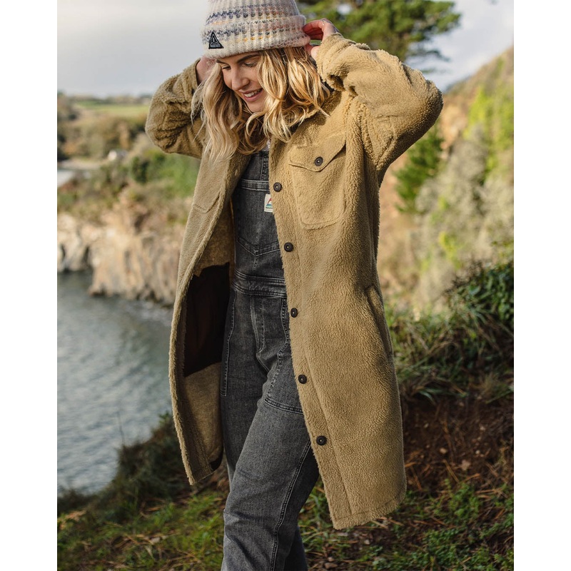 Cloudy recyceltes Tiefflor-Sherpa-Fleece-Hemd – Biskuit