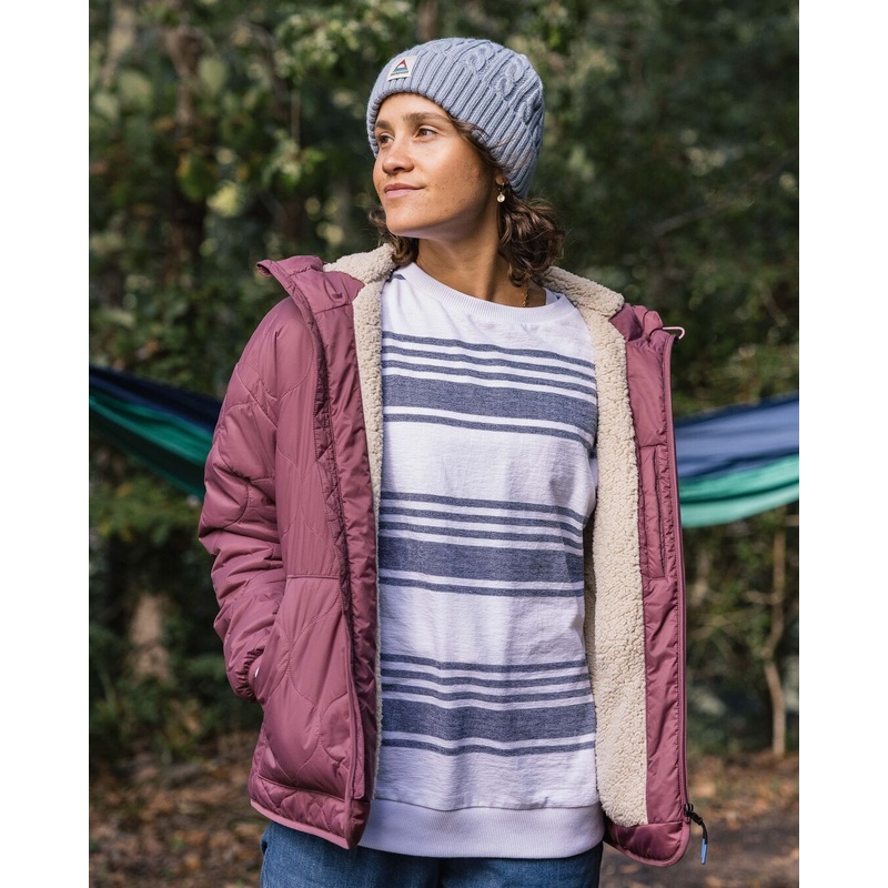 Earthy Recycelte Sherpa-geftterte Isolierjacke – Zerdrckte Beere