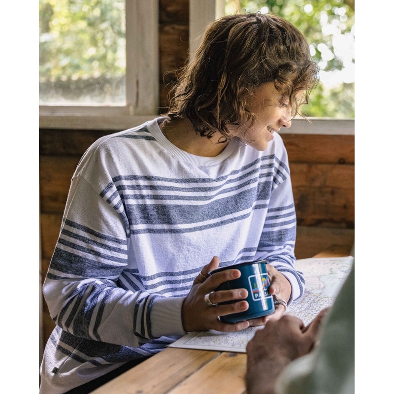 Graceful strukturiertes Langarm-Top – Marine Streifen