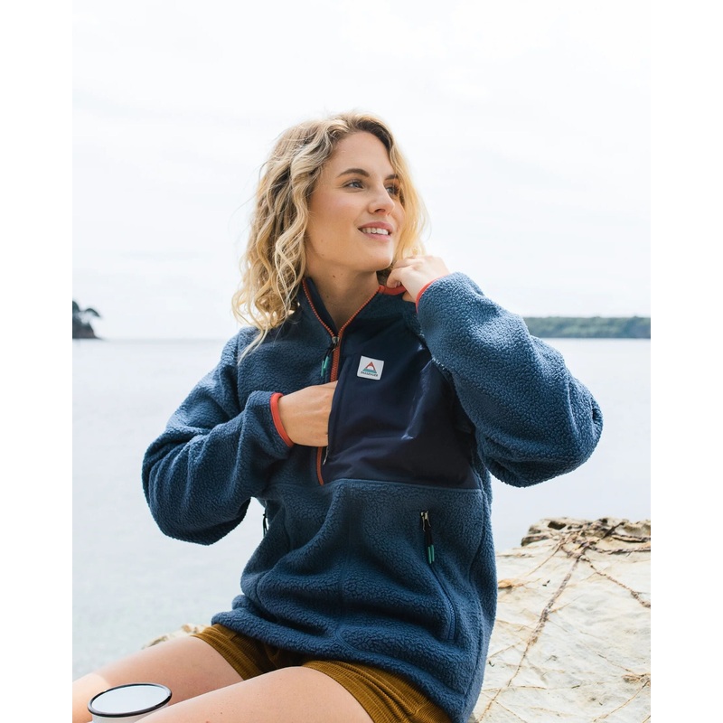 Home 2.0 1/2 Zip Recyceltes Sherpa-Fleece – Dunkler Denim