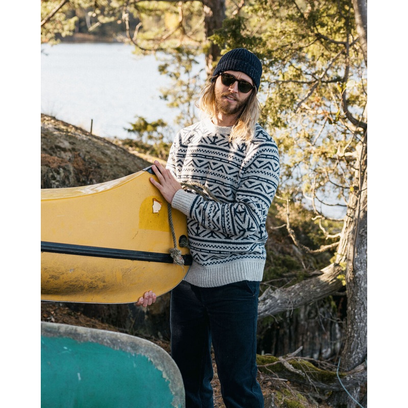 Cutback Fairisle Gestrickter Pullover – Graumeliert