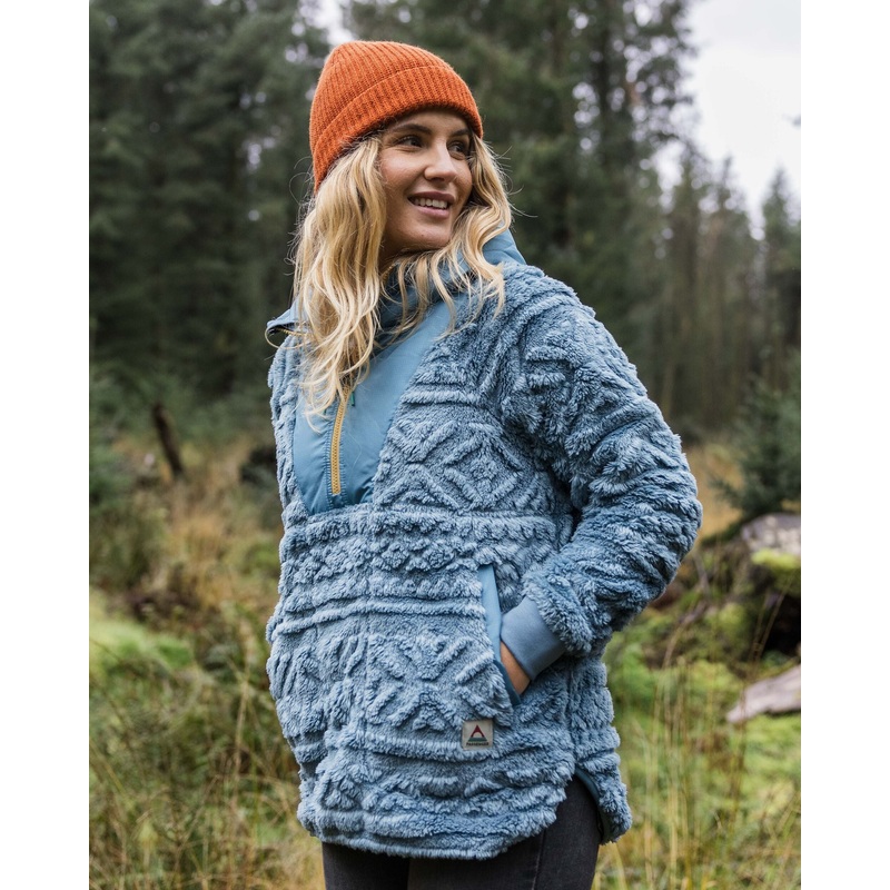 Holistic Sherpa Kapuzenfleece – Gewaschenes Blau