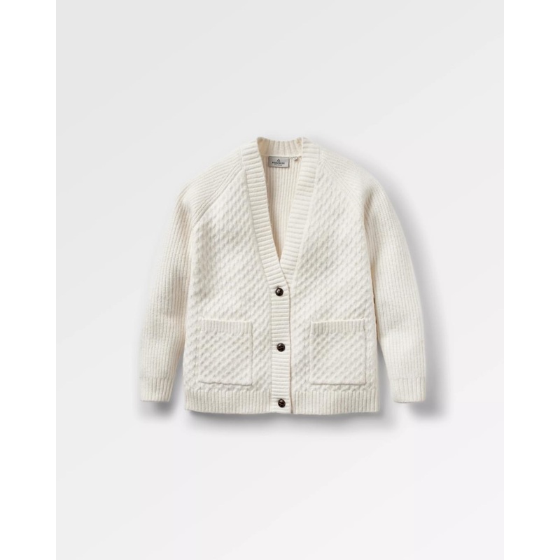 Homey Recycelter Gestrickter Kabel-Cardigan – Cremefarben