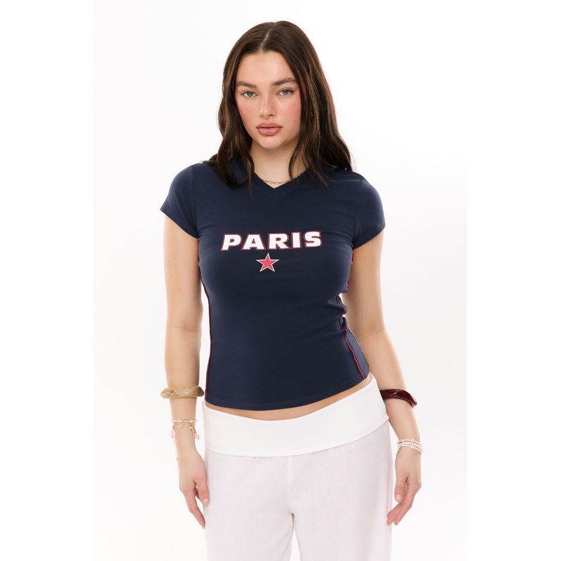 Paris V-Neck Sporty Tee|3XS|2XS|XS|S|M|L|XL