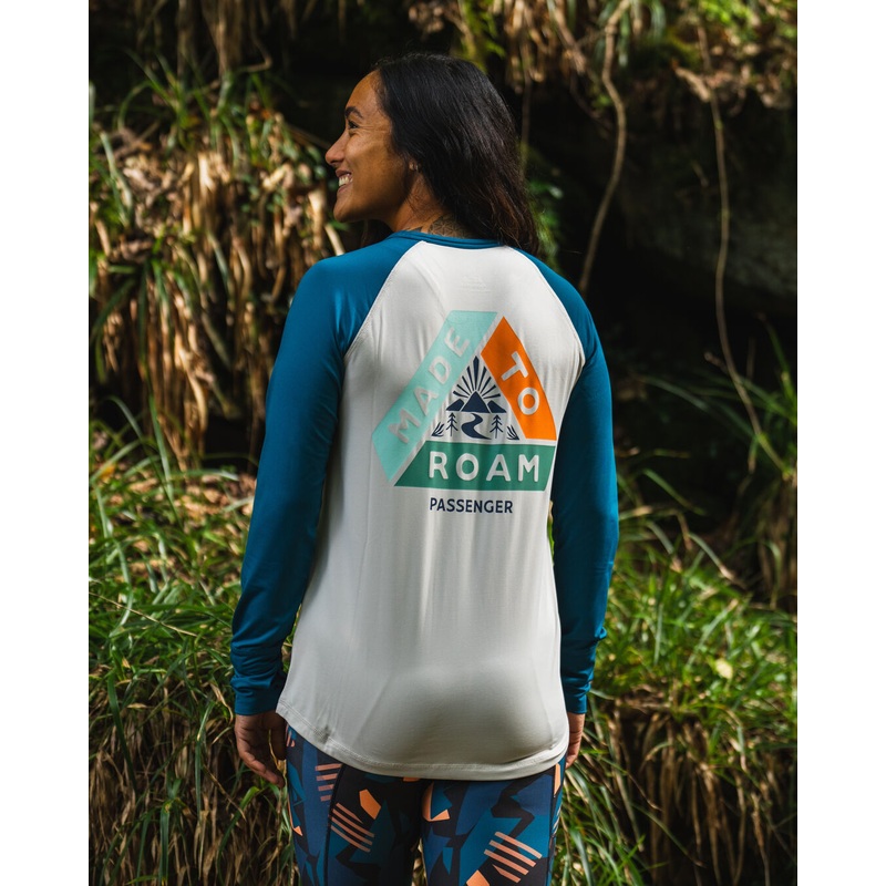 River recyceltes aktiv Langarmshirt – Corsair/ Vintage Wei