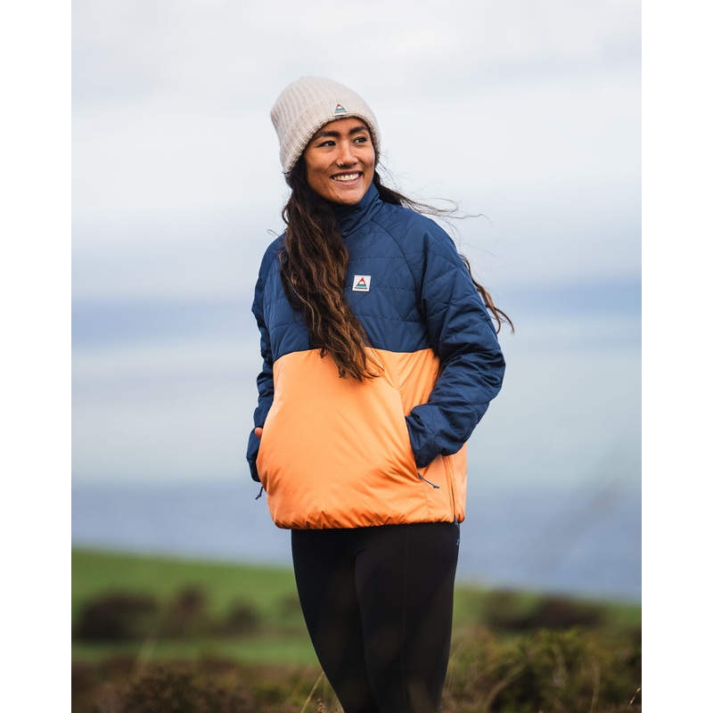 Trace Recycelte Thermore Isolierte Jacke – Dunkelblau/Aprikose