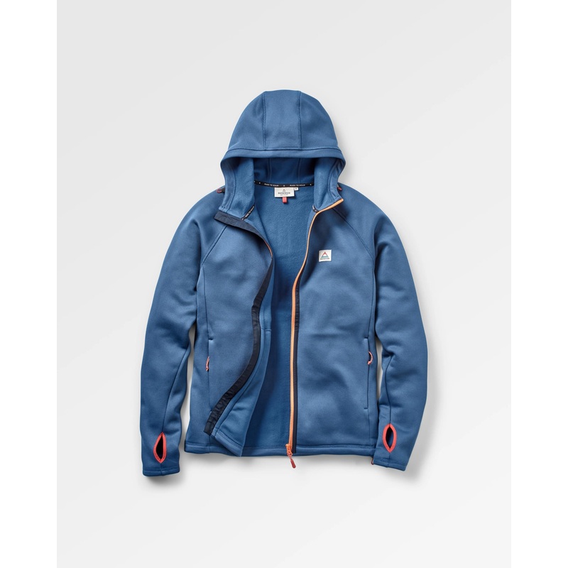 Verticalr Kapuzenpullover mit Reiverschluss aus recyceltem Fleece – Dunkler Denim