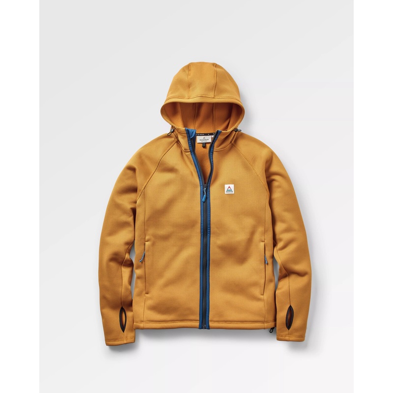 Verticalr Kapuzenpullover mit Reiverschluss aus recyceltem Fleece – Staubiges Ocker