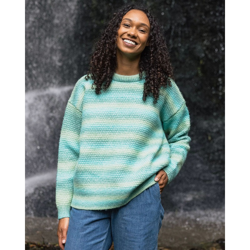 Fika Recycelter Gestrickter Pullover – Meeresblau